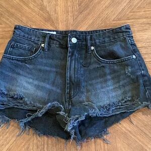 Zara Black Jean Shorts High-Waisted Distressed